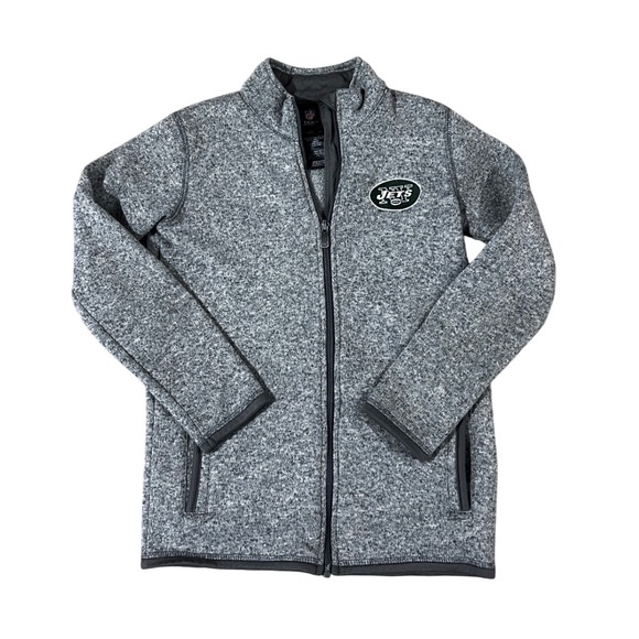 NFL New York Jets Youth Full Zip Fleece Jacket Gray Team Apparel Size Small - Picture 1 of 6